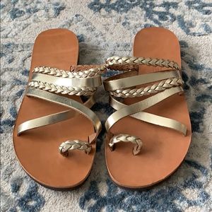 Gold leather sandals from Greece
